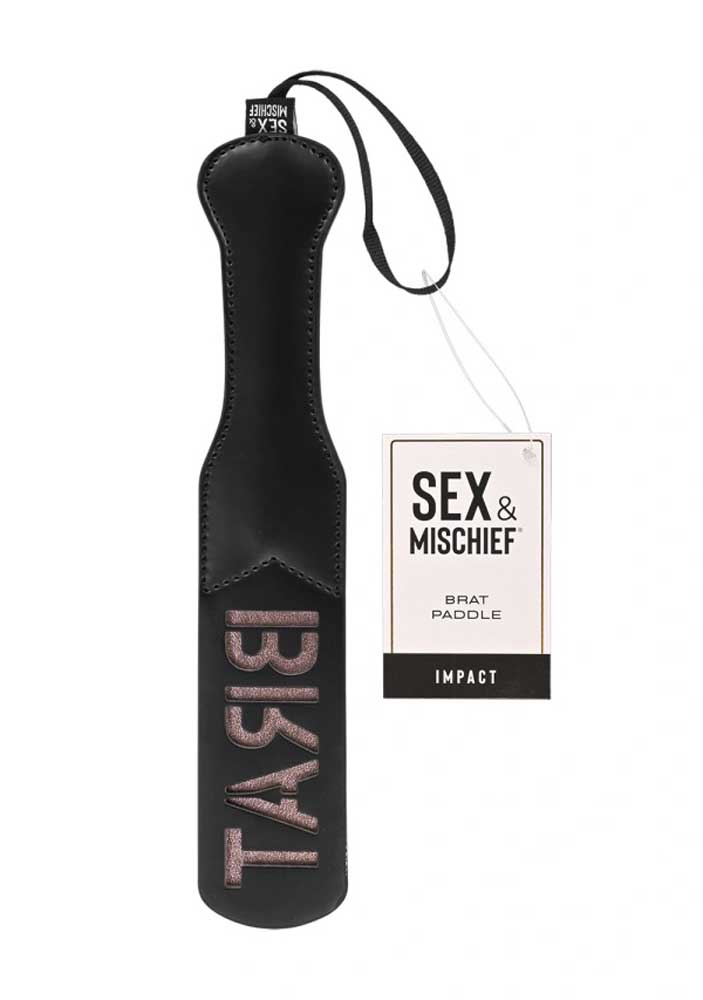 Sex & Mischief Brat Paddle 10.1 cm with Thuddy Impact Black > Bondage Gear > Paddles