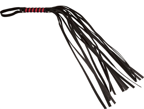 Sex and Mischief Red and Black Stripe Flogger for Adults Black Whips & Paddles