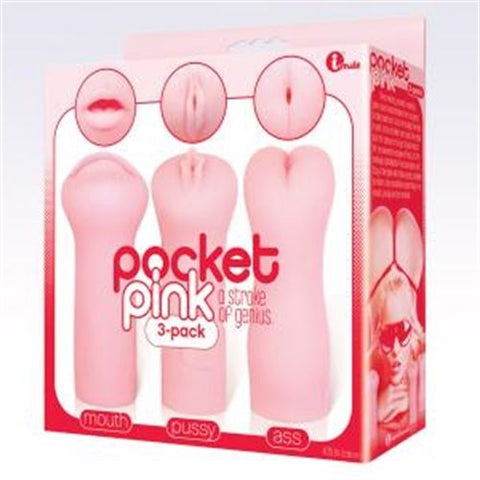 Pocket Pink Realistic Masturbator 3 Pack for Male Pleasure Beige Masturbation Aids for Males