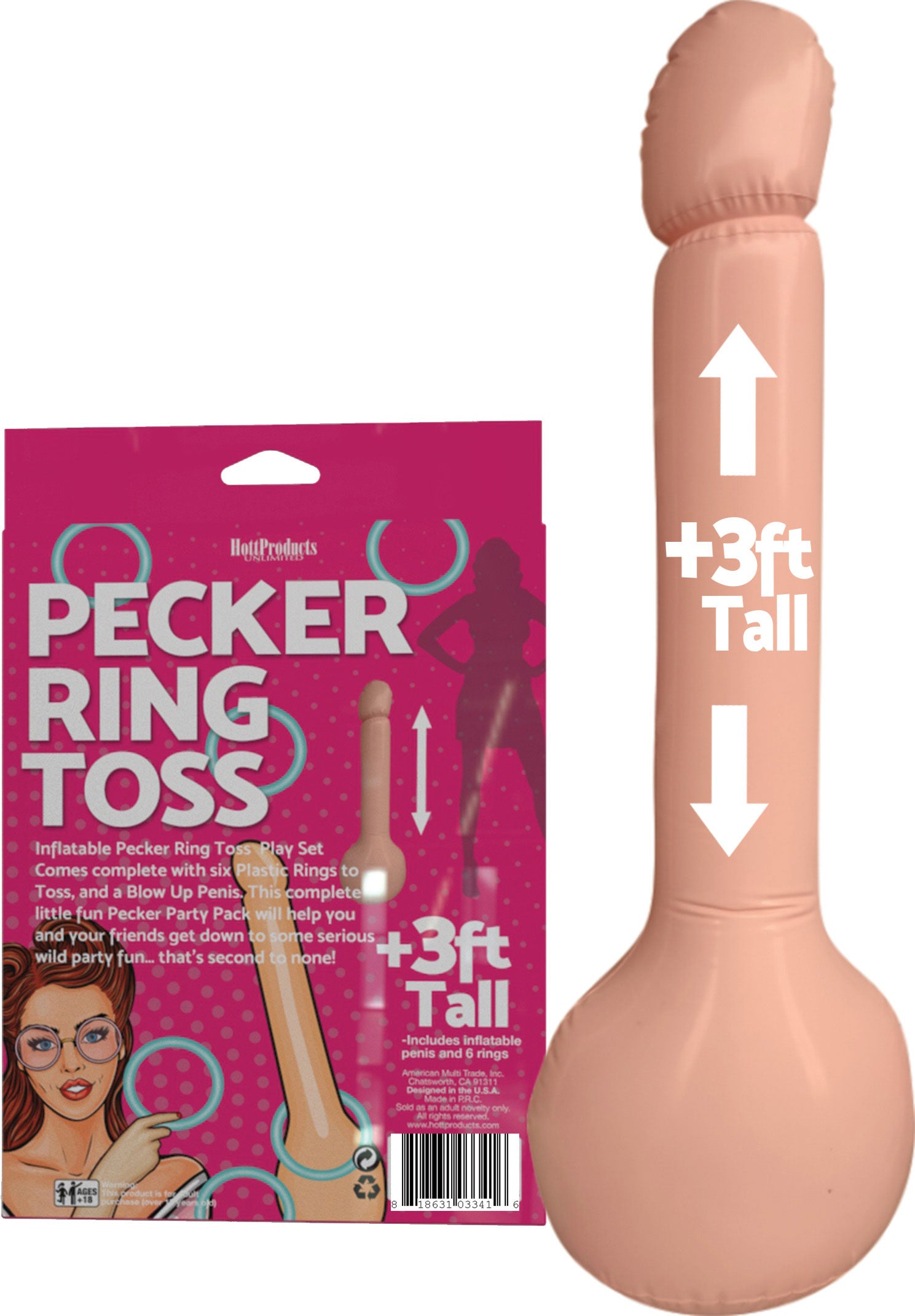 Pecker Ring Toss – Inflatable Party Game Set with Six Plastic Rings > Novelties > Games
