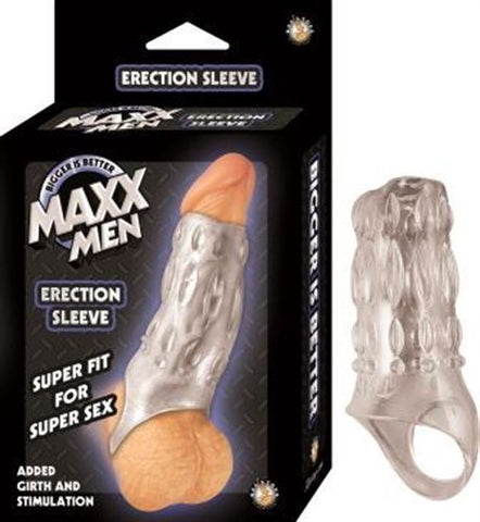 Maxx Men Black Erection Sleeve Ribbed for Extra Stimulation Clear SLEEVES