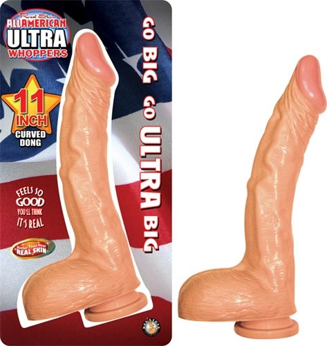 All American 11 Inch Curved Realistic Dildo With Suction Base Dongs Realistic
