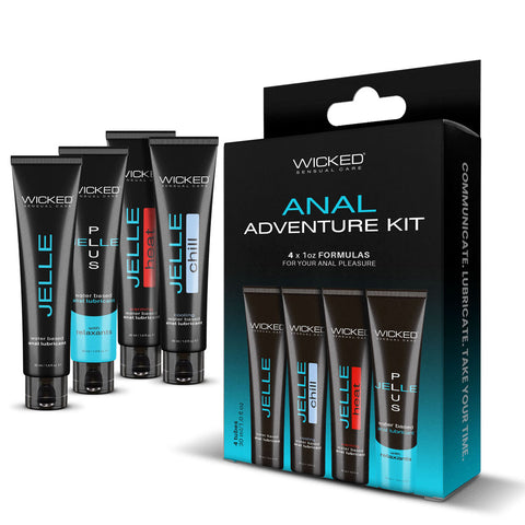 Wicked Anal Adventure Kit – Water-Based Anal Lubes and Gel Set 4x 1oz tubes Default Title > Lube > Water Based