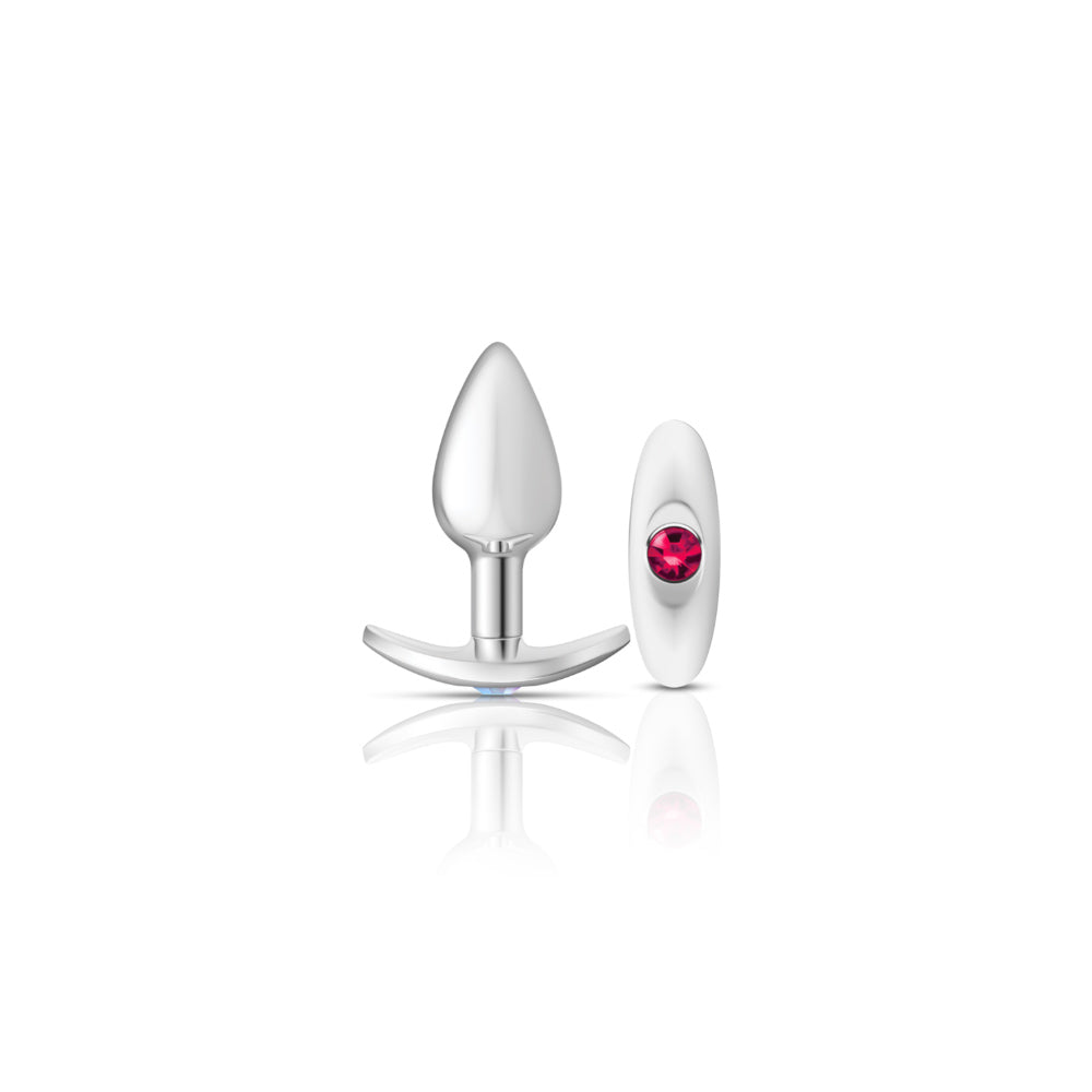 Cheeky Charms Silver Anchor Butt Plug with Clear and Pink Jewel (2.57 inch) Pink > Anal Range > Jewel Butt Plugs