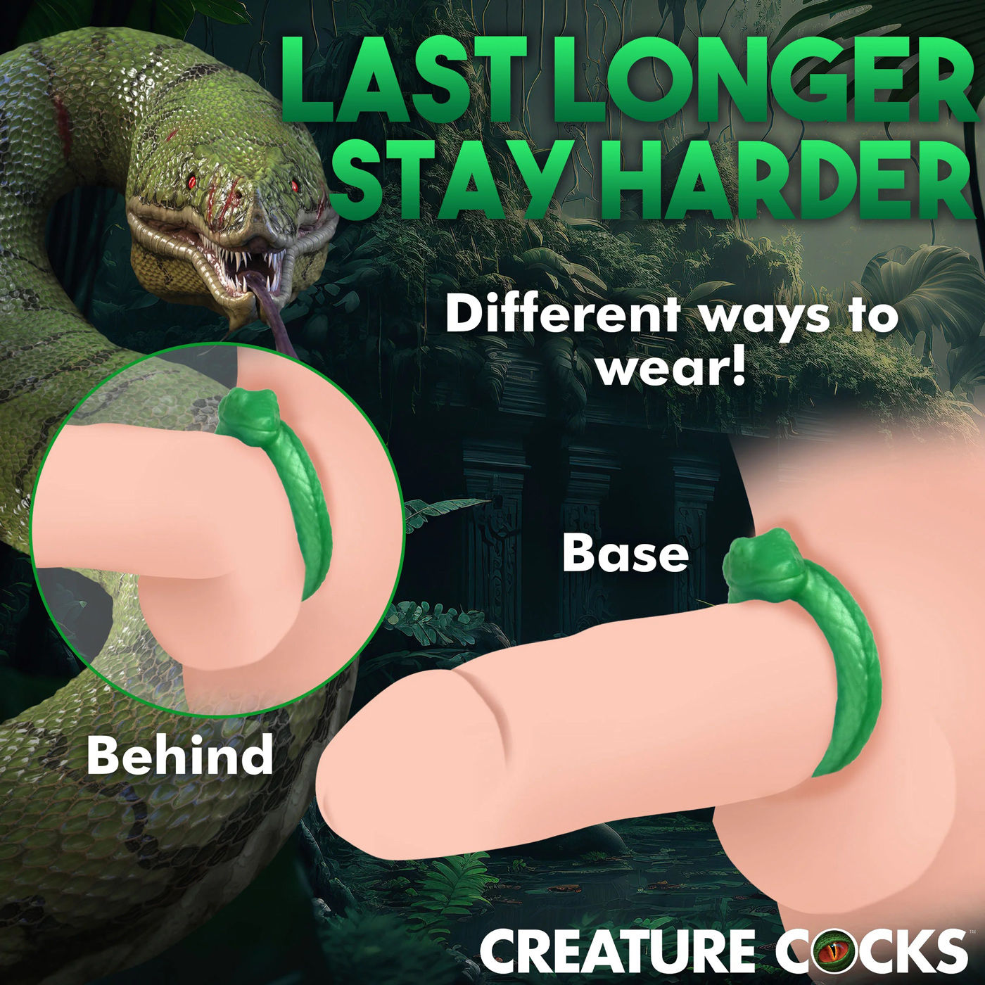 Serpentine Silicone Cock Ring in Green for Enhanced Intimacy COCK RINGS