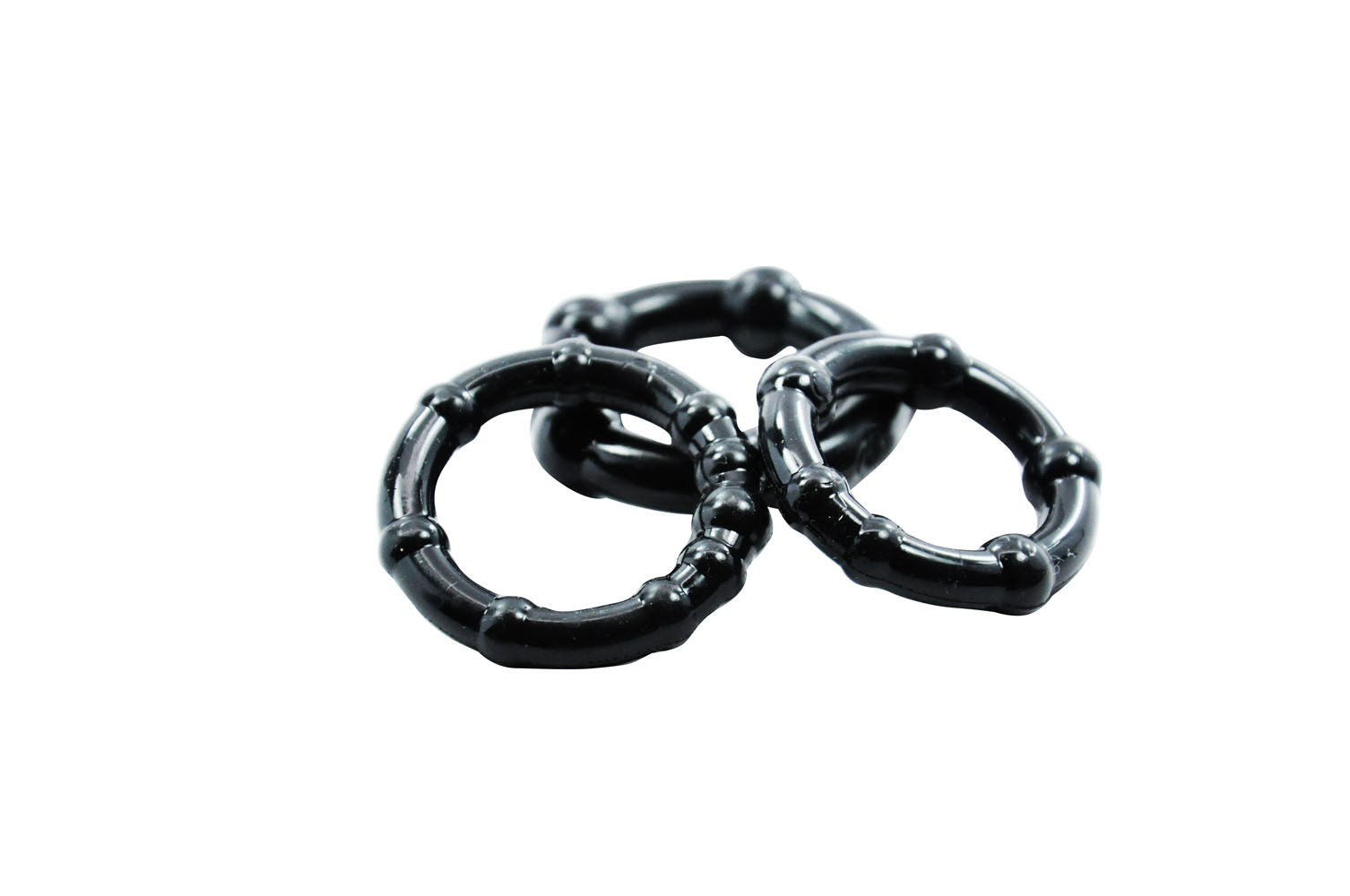 Cloud 9 Novelties Super Stretch Beaded Cock Ring Combo Pack (Black) – Skin Safe Cock Rings > Cock Ring > Sets