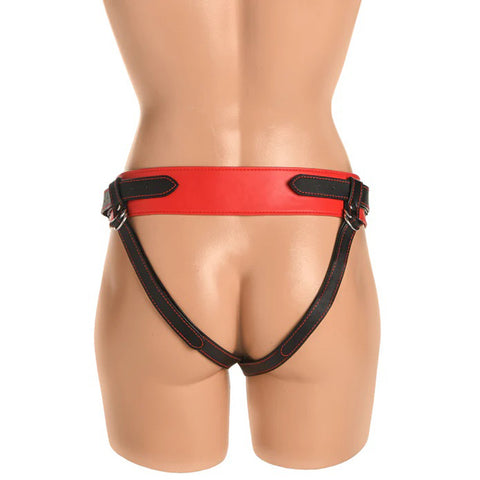 Horny Devil Red Strap-On Harness with Vegan Leather Horns Harnesses & Strap-Ons