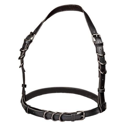 Euphoria Collection Halter Buckle Harness Vegan Leather with Velvet Interior Adjustable 25.5 Inch Strap and 39.5 Inch Underbust Black Womens Harnesses