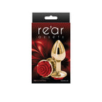 Rear Assets Rose Small Gold Butt Plug 7.6 cm with Red Rose Base > Anal Range > Jewel Butt Plugs