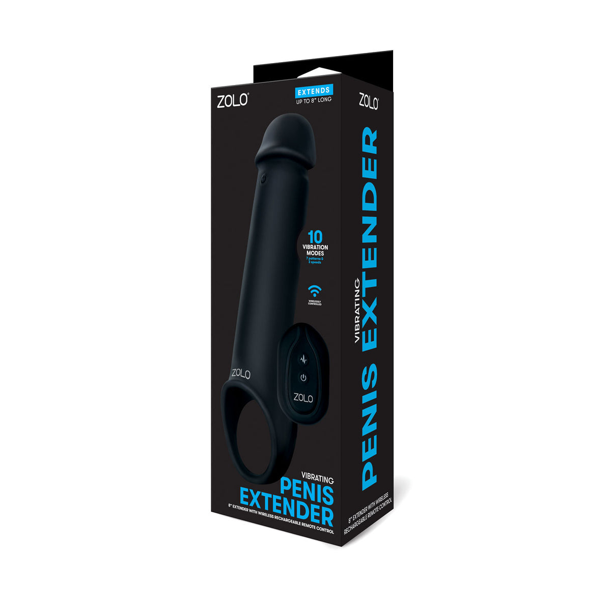 Zolo Vibrating Penis Extender with Wireless Remote Control Black Black > Sex Toys For Men > Penis Sleeves