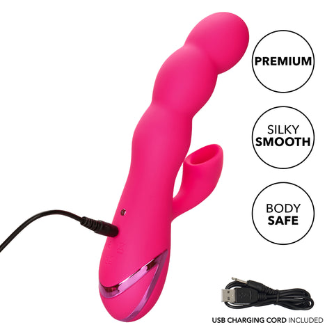 California Dreaming Oceanside Orgasm Massager with Clitoral Suction and Vibrating Functions Pink VIBRATORS-RABBIT-MULTI