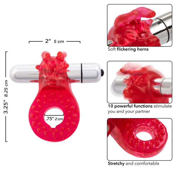 Couple's Raging Bull Vibrating Cockring with Stimulator Cock Rings Vibrating