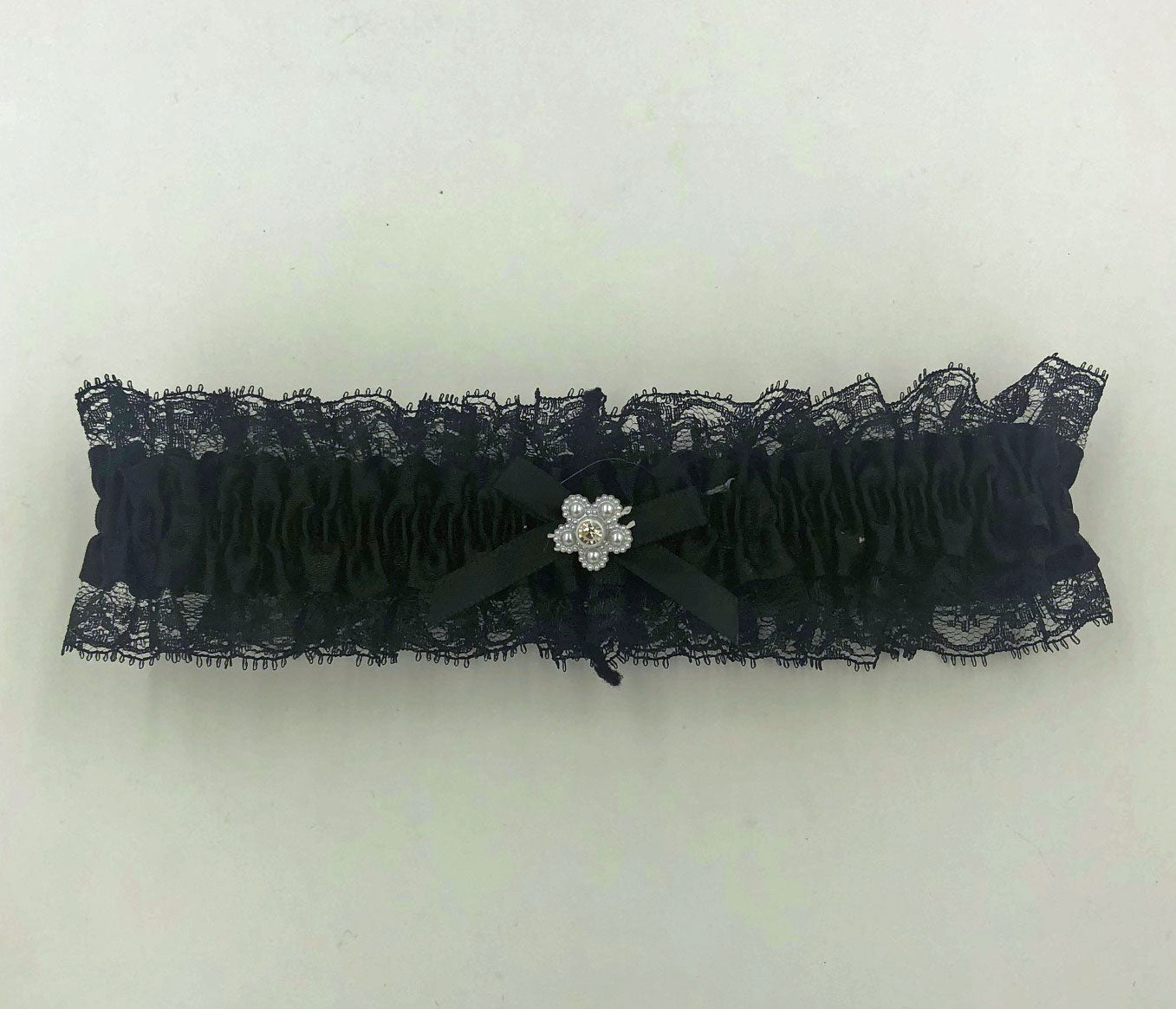 Elegant Moments Black Satin Lace Leg Garter One Size Fit Black One Size > Clothes > Accessories
