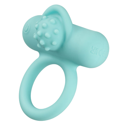 Silicone Rechargeable Nubby Lover’s Delight Ring in Aqua Blue with 12 Intense Vibration Functions Cock Rings Vibrating