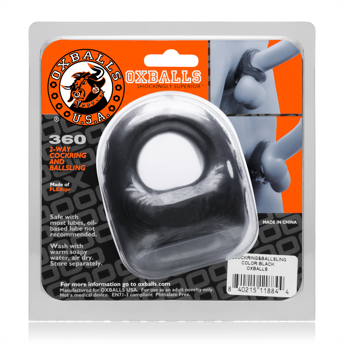Oxballs 360 Dual Use Cocksling Black – Two-in-One Bulge Enhancer and Ballsling > Cock Ring > Sling