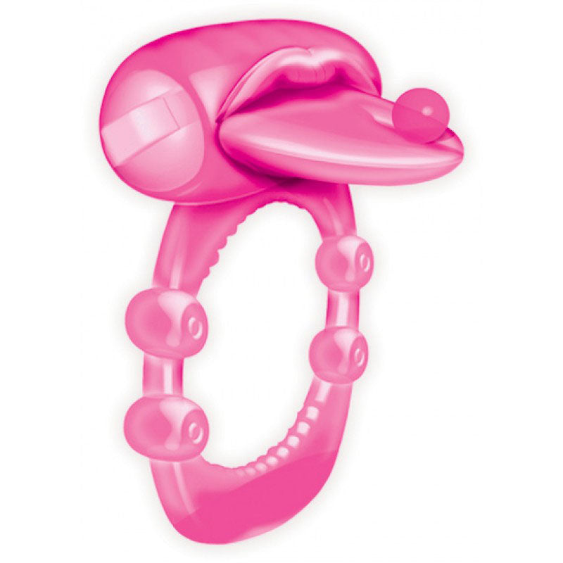 Xtreme Vibes Vibrating Cock Ring with Pierced Tongue Sleeve Magenta BULLETS