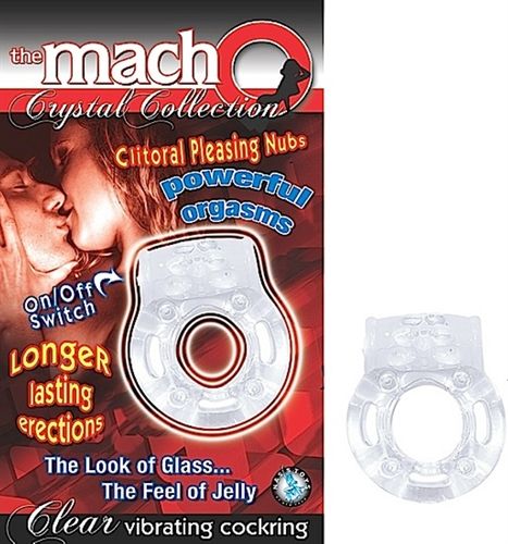 The Macho Crystal Collection Vibrating Cock Ring- Clear Clear Cock Rings Vibrating