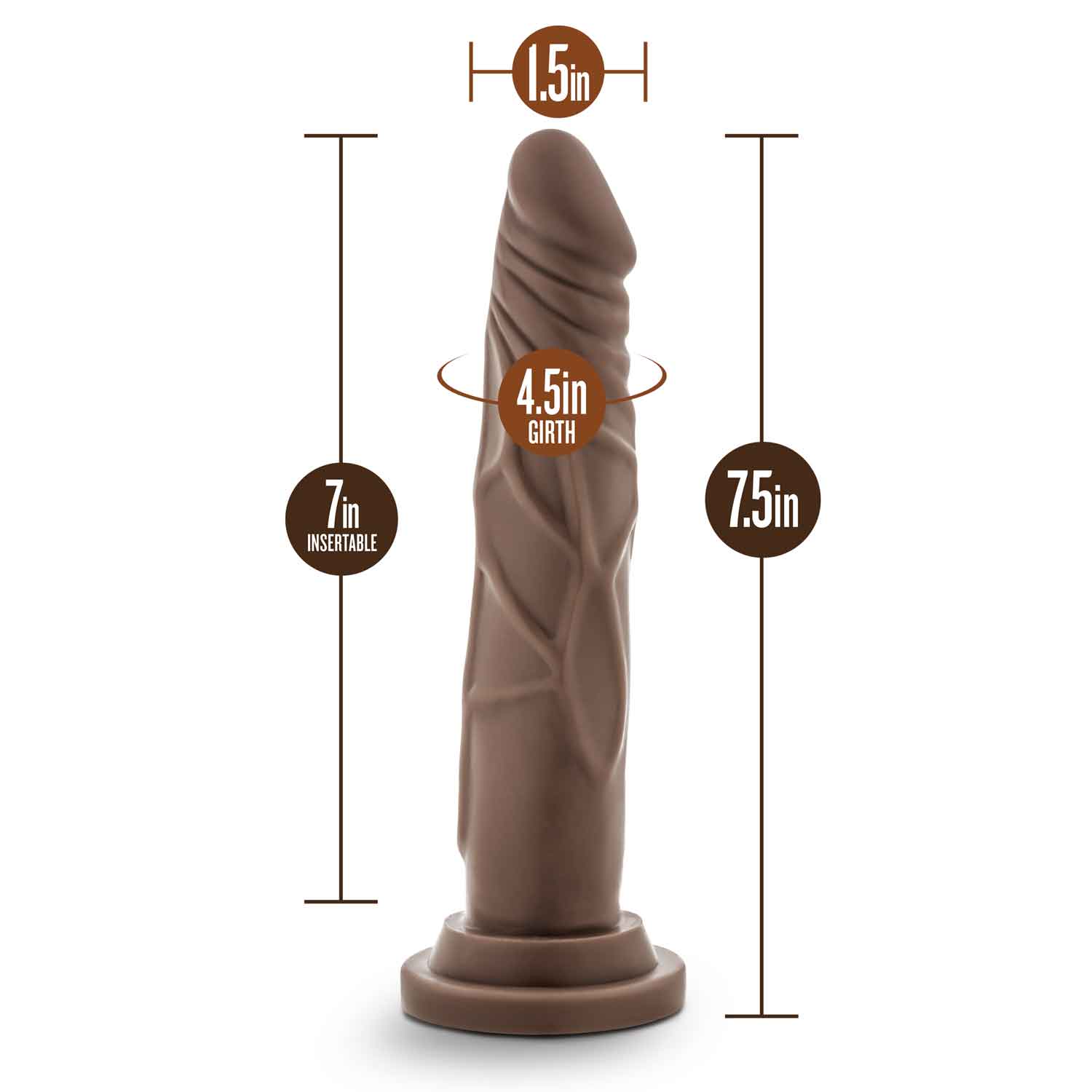Dr Carter 7 Inch Silicone Dong with Suction Cup Chocolate Dongs Realistic