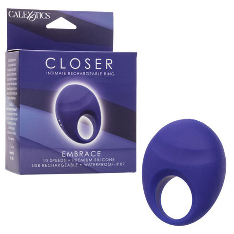 Closer Intimate Rechargeable Vibrating Ring Embrace Purple COCK RING Set