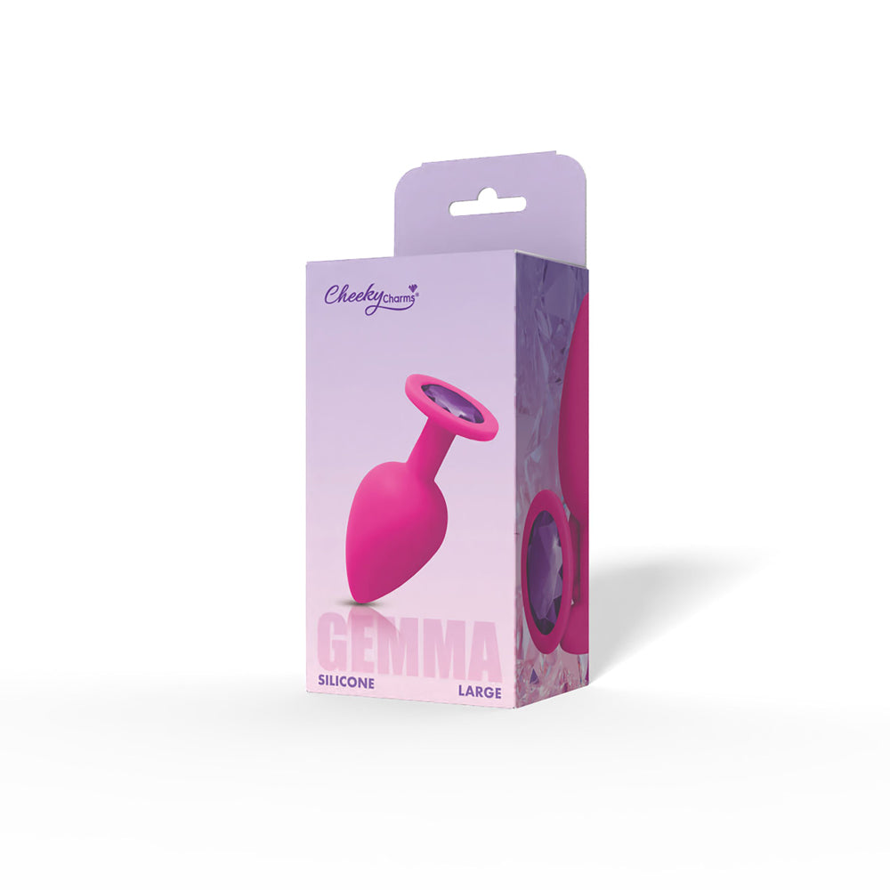Gemma 3.76 Inch Purple Gem Pink Silicone Plug Large – Vibrant Silicone Butt Plug > Anal Range > Jewel Butt Plugs