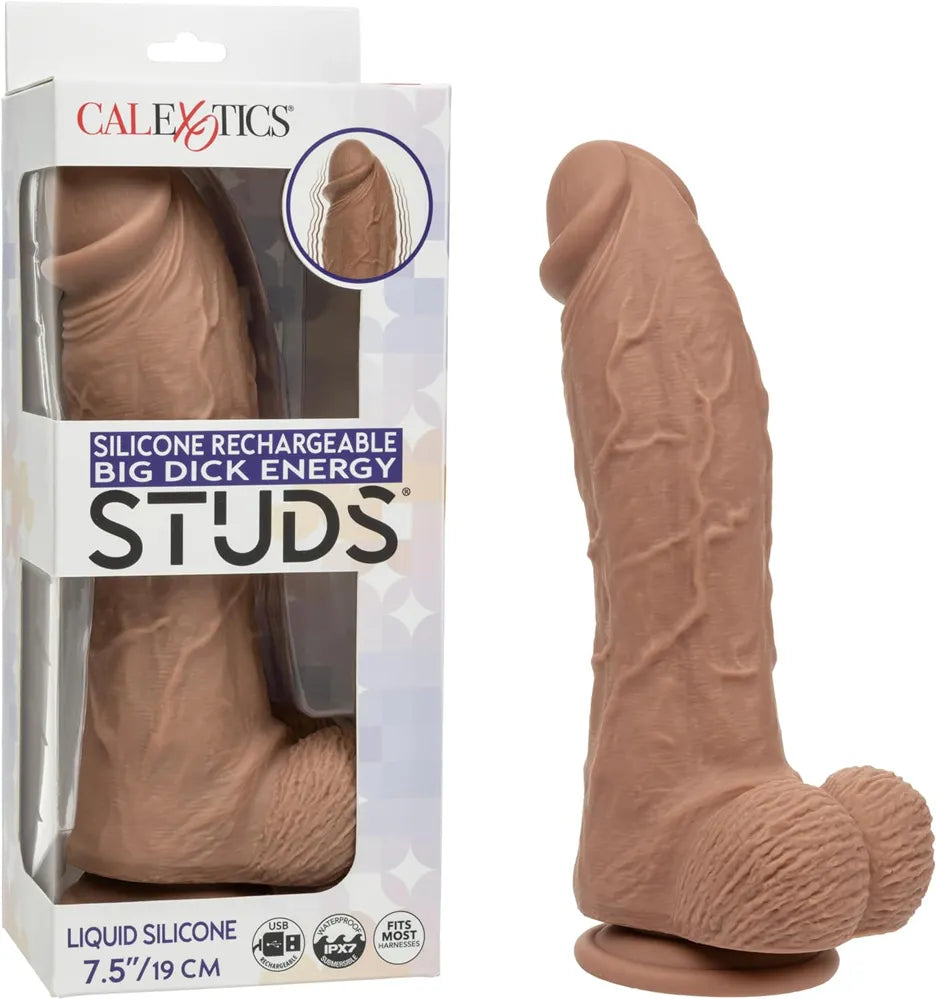 Big Dick Energy Studs – 7.5" Rechargeable Silicone Hands-Free Vibrator Brown > Vibrators > Realistic Vibrators