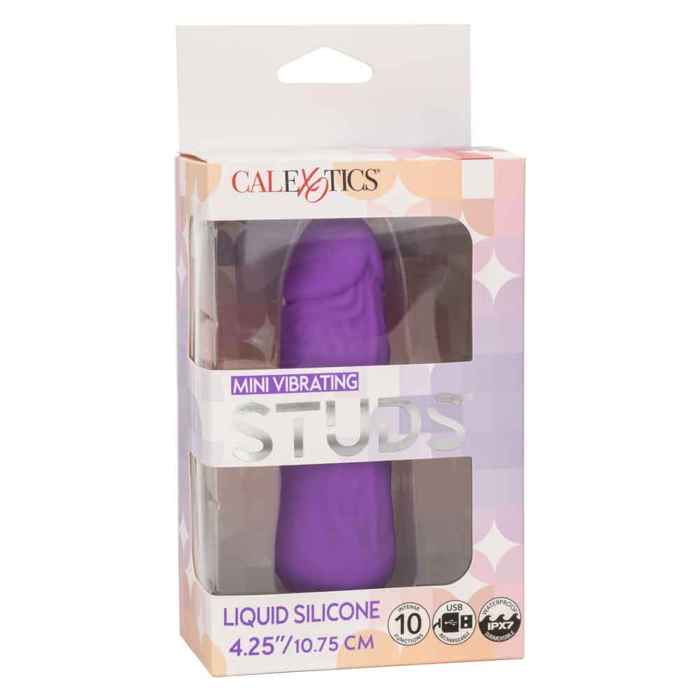 Mini Vibrating Studs 4.25 Inch 10.75 cm Liquid Silicone Vibrator Purple BULLETS