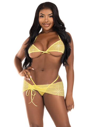 Leg Avenue Baby Blue Rhinestone Mesh Lingerie Set Medium Large > Clothes > Bra Sets