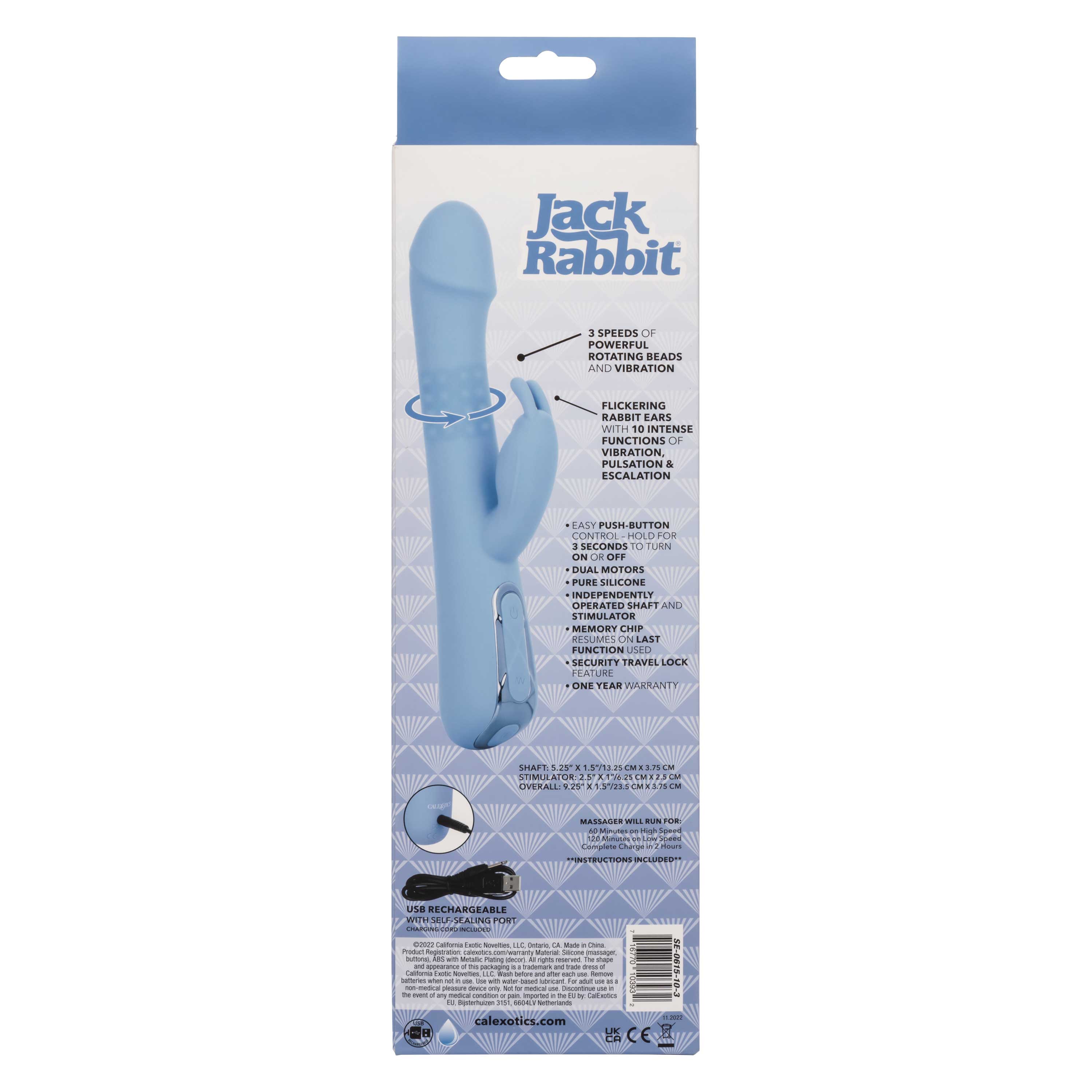 Jack Rabbit Elite Rotating Rabbit - Blue VIBRATORS-RABBIT