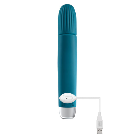 Super Slim Teal Vibrator with Four Sides and Tapered Tip Vibrators