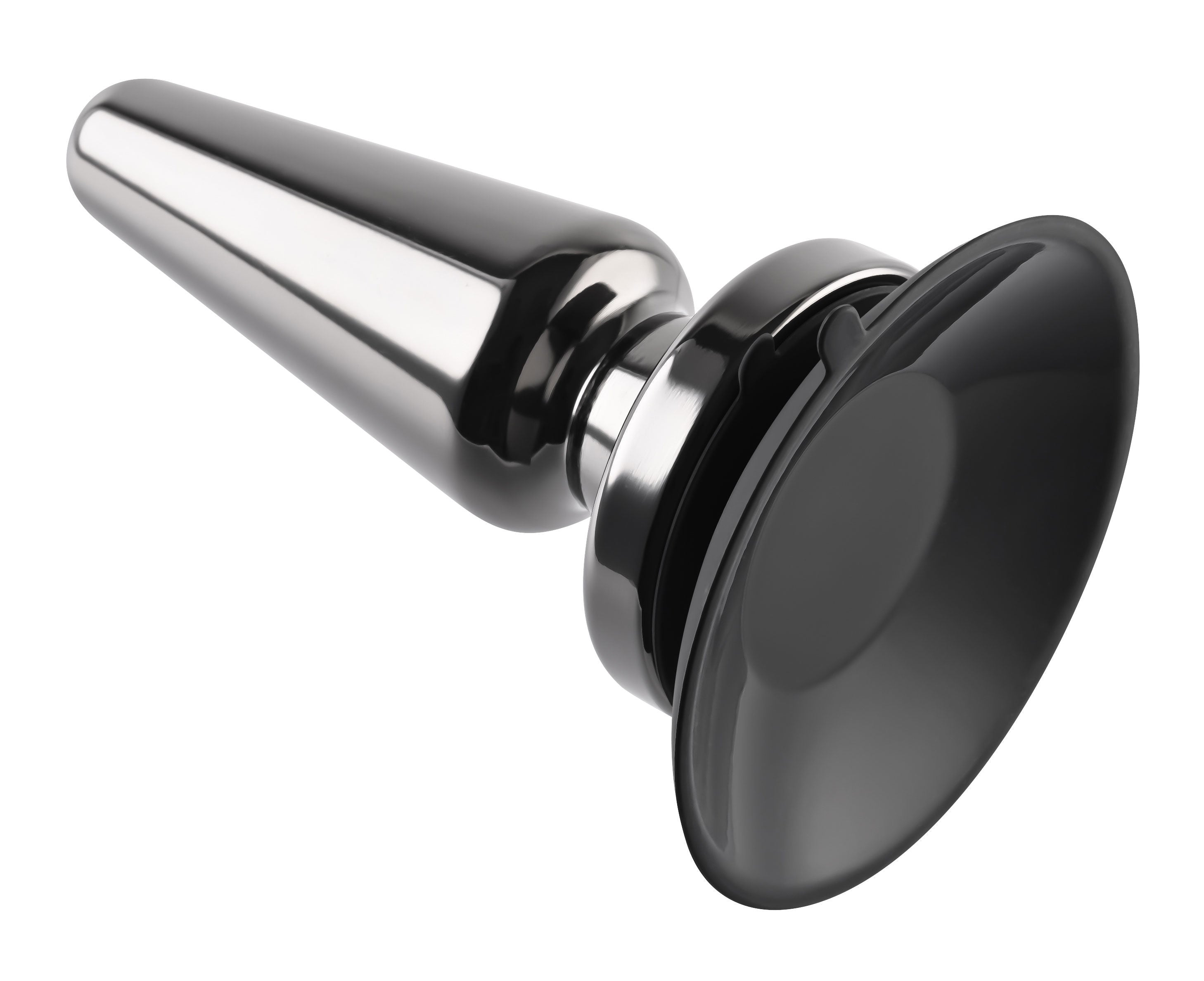 Advanced Black Chrome Metal Anal Plug with Suction Base Default Title Butt Plugs