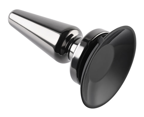 Advanced Black Chrome Metal Anal Plug with Suction Base Default Title Butt Plugs