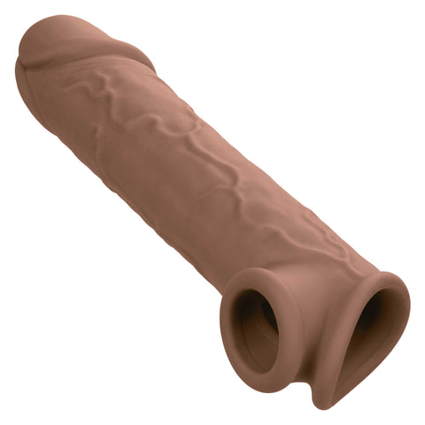 Performance Maxx Life-Like Extension 8 Inch Brown with Built-In Scrotum Strap and Hollow Design SLEEVES