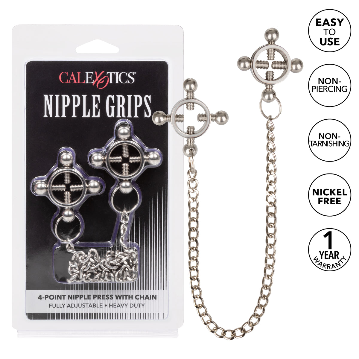 Nipple Grips 4 Point Nipple Press With Chain – Adjustable Nipple Clamp > Sex Toys > Nipple Clamps