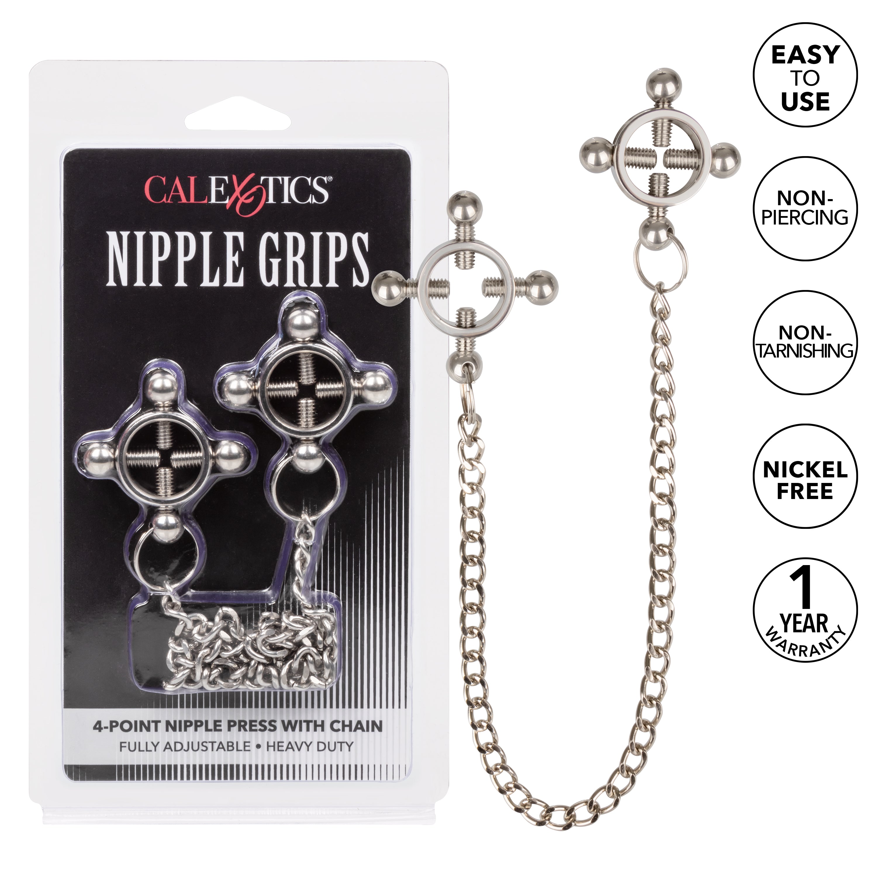 Nipple Grips 4 Point Nipple Press With Chain – Adjustable Nipple Clamp > Sex Toys > Nipple Clamps