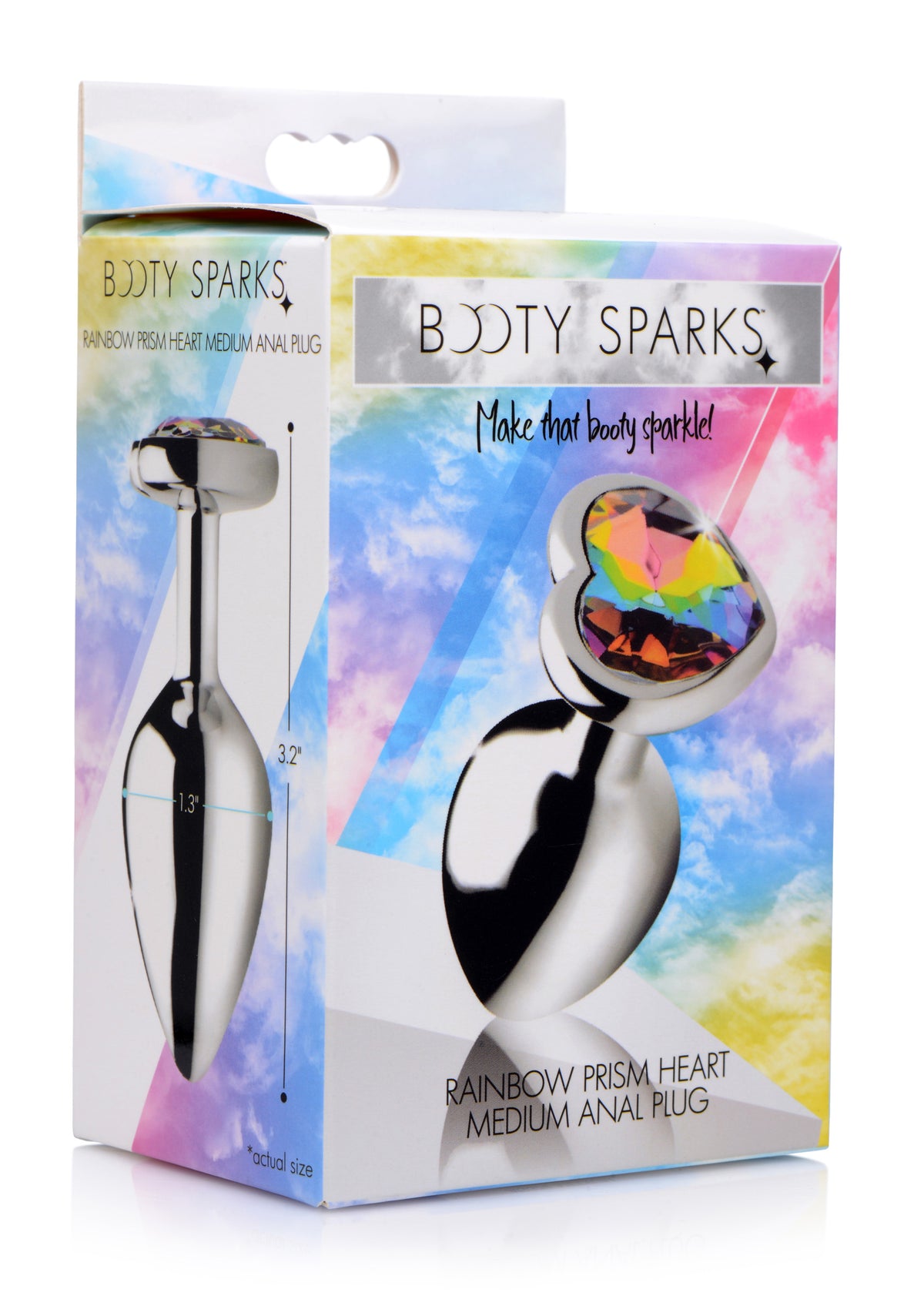 Rainbow Prism Medium 3.2 Inch Silicone Butt Plug with Jeweled Base > Anal Range > Jewel Butt Plugs