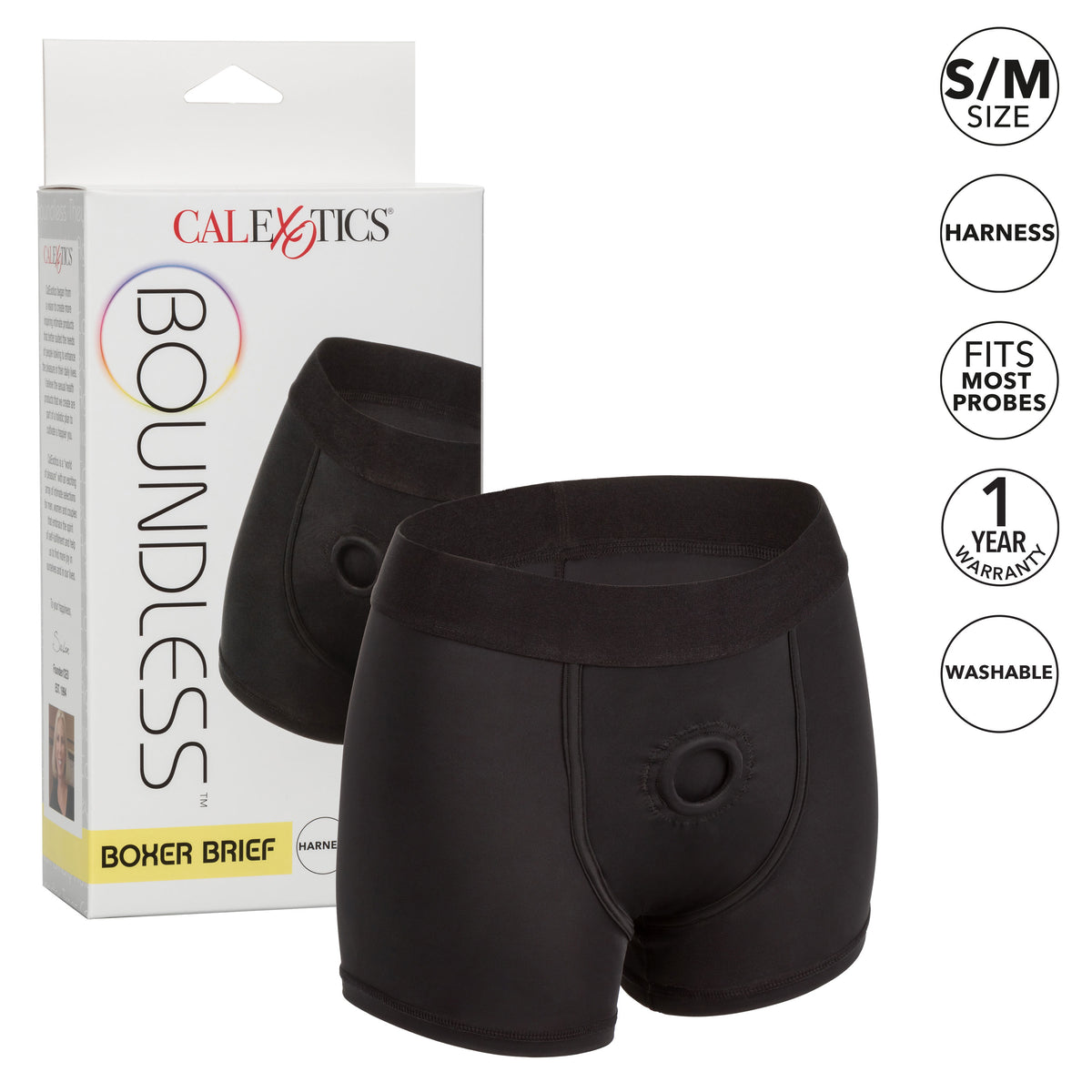 Boundless Boxer Brief Harness Small Medium Black > Dildos > Strap On Harnesses