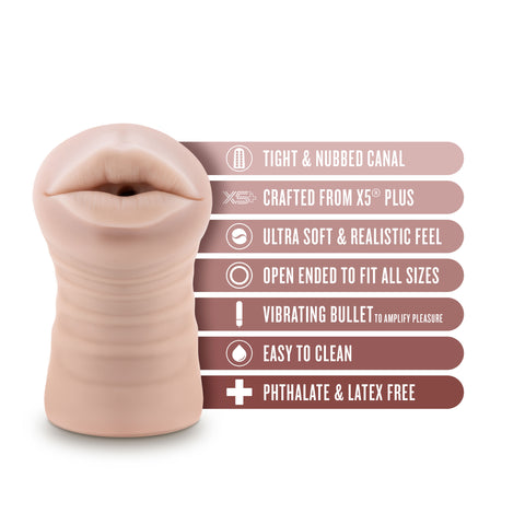 Nicole Vibrating Male Stroker in Beige Ultra-Soft Material Strokers - Manual