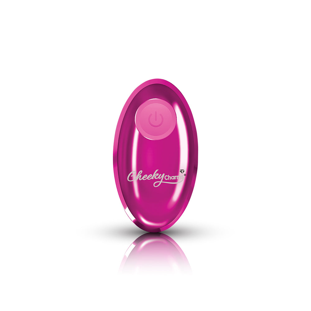 Cheeky Charms Pink Vibrating Metal Butt Plug Remote Medium > Anal Range > Vibrating Butt Plugs