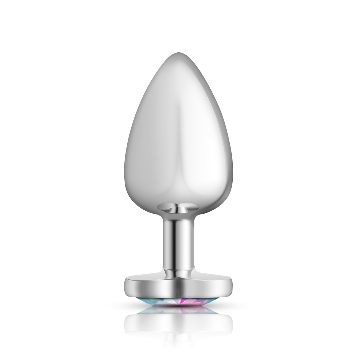 Cheeky Charms Silver Metal Butt Plug with Heart Clear Jewel Large (9.12cm) > Anal Range > Jewel Butt Plugs