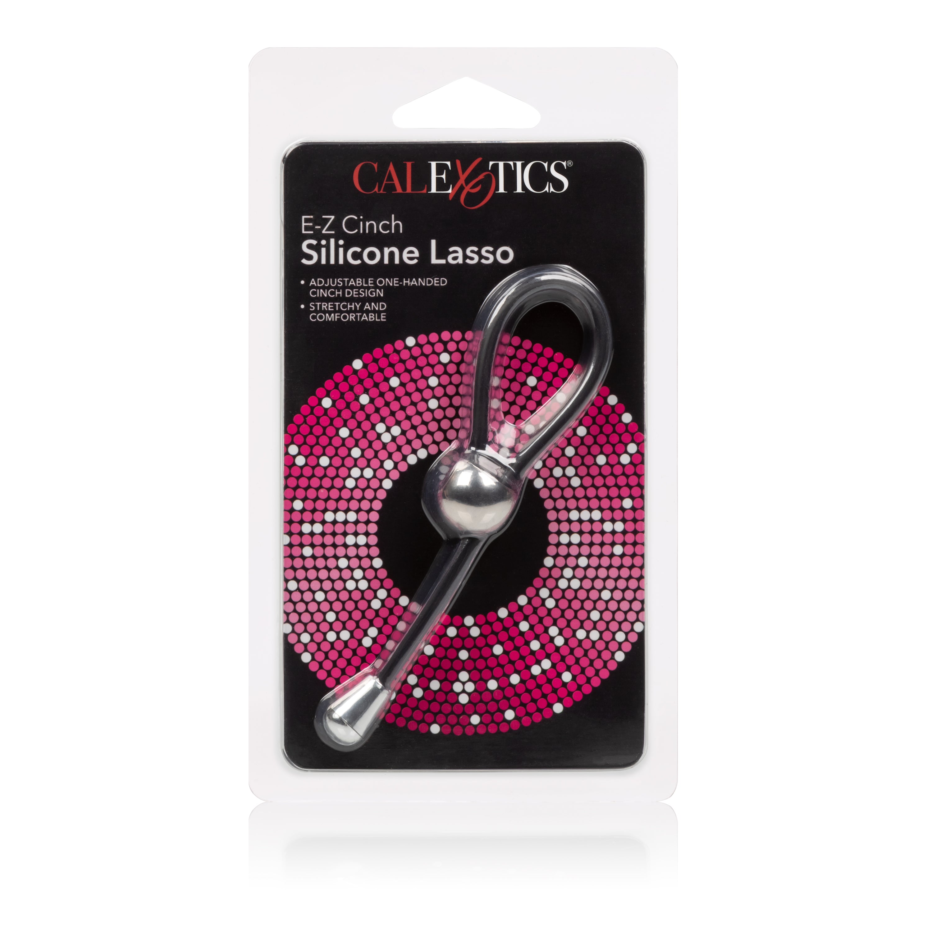 E-Z Cinch Silicone Lasso Adjustable Stretchy Pleasure Ring with Tightening Bead in Black Black COCK RINGS