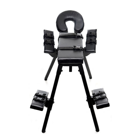 Master Series Obedience Extreme Sex Bench with Restraint Straps in Black PU Leather, 27 Inch Height, 50 Inch Width > Sex Toys > Sex Furniture