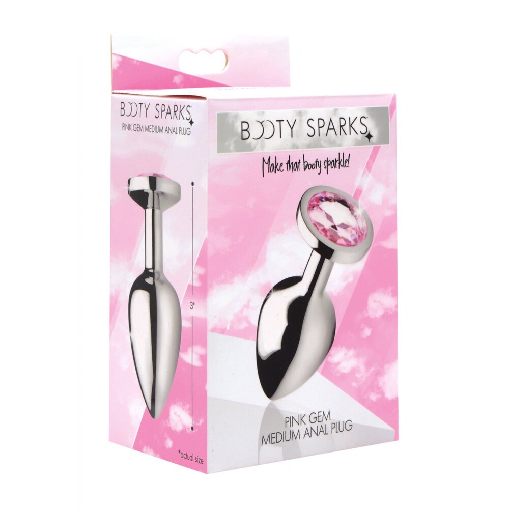 Booty Sparks Pink Gem Medium Aluminium 3.2" Anal Plug > Anal Range > Jewel Butt Plugs