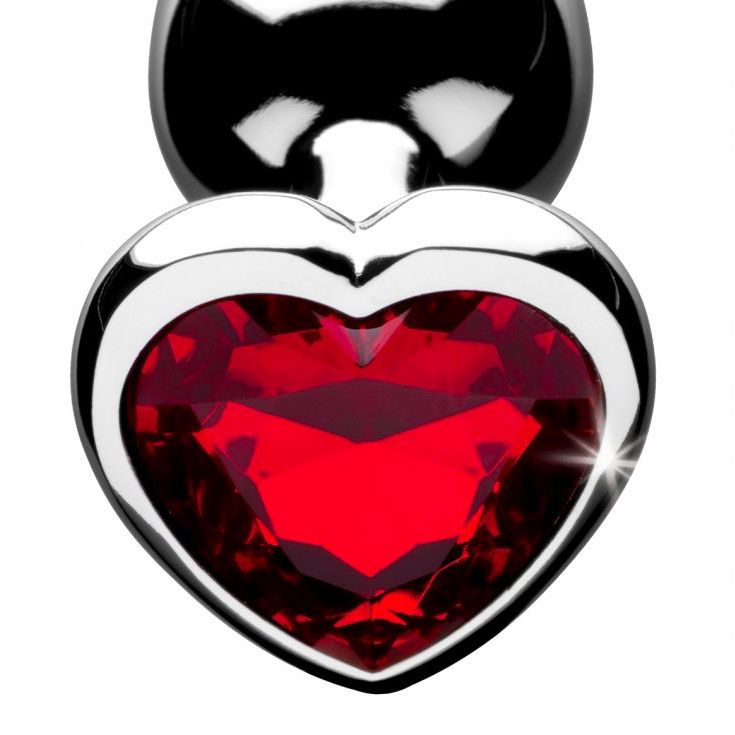 Xr Booty Sparks Medium Red Heart Aluminum Anal Plug > Anal Range > Jewel Butt Plugs