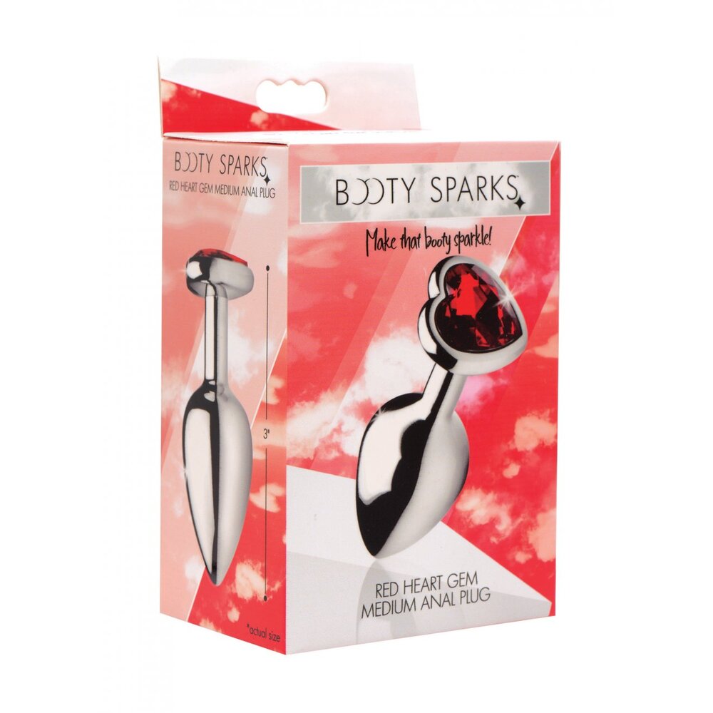 Xr Booty Sparks Medium Red Heart Aluminum Anal Plug > Anal Range > Jewel Butt Plugs