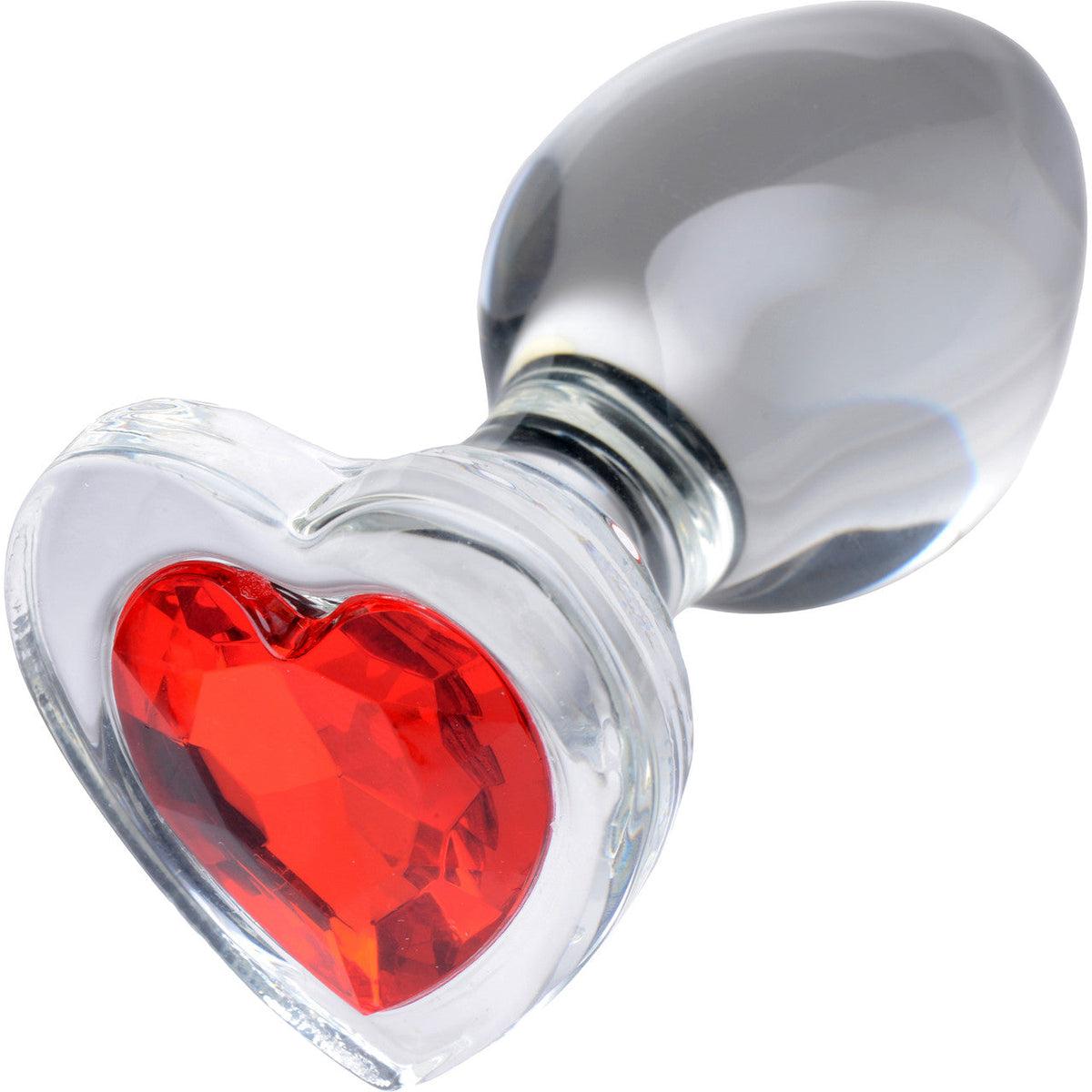 Red Heart Gem Glass Anal Plug Medium Size Smooth Tapered Toy > Glass > Toys Main image