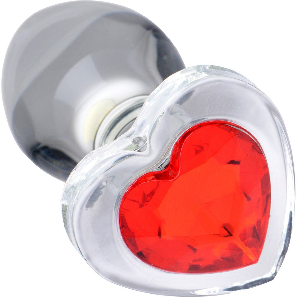 Red Heart Gem Glass Anal Plug Medium Size Smooth Tapered Toy > Glass > Toys