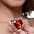 Red Heart Gem Glass Anal Plug Medium Size Smooth Tapered Toy > Glass > Toys