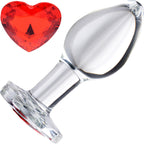 Red Heart Gem Glass Anal Plug Medium Size Smooth Tapered Toy > Glass > Toys