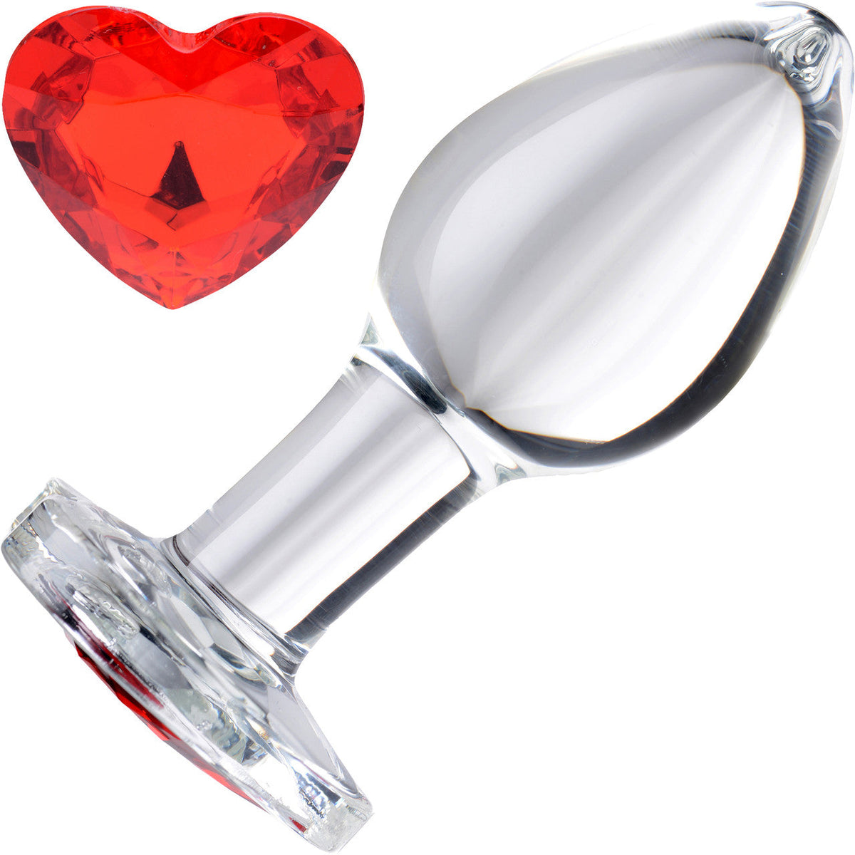 Red Heart Gem Glass Anal Plug Medium Size Smooth Tapered Toy > Glass > Toys