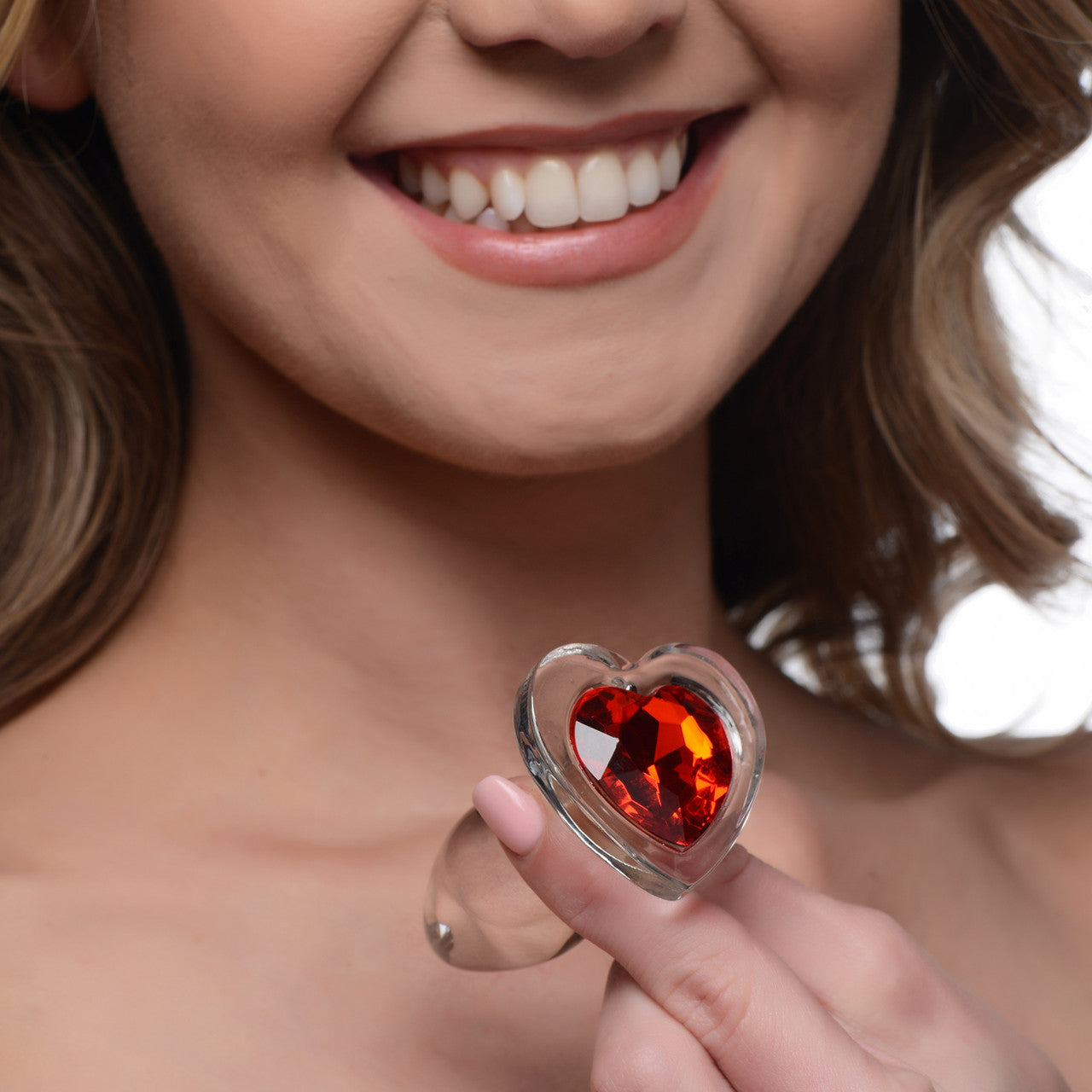 Red Heart Gem 2.8 Inch Small Glass Anal Plug Smooth Tapered Design Secondary image